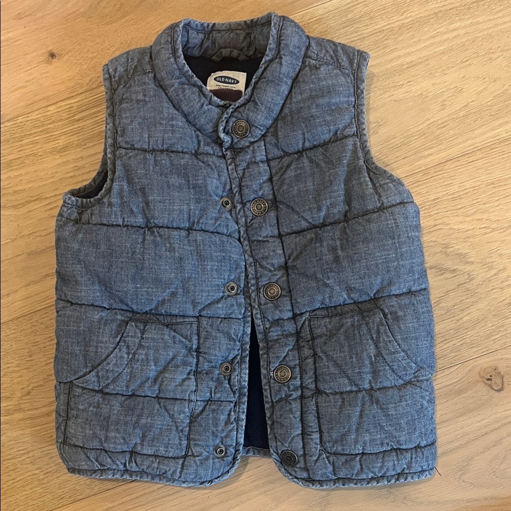 Old Navy Blue Quilted Fleece Lined Vest for Kids